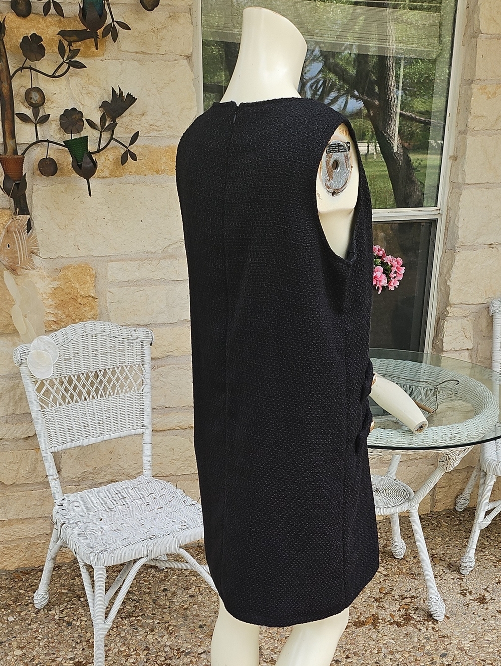 Tuckernuck Style Black Tweed Jackie Mini Dress Gold Lion Head Buttons Small - Picture 6 of 10